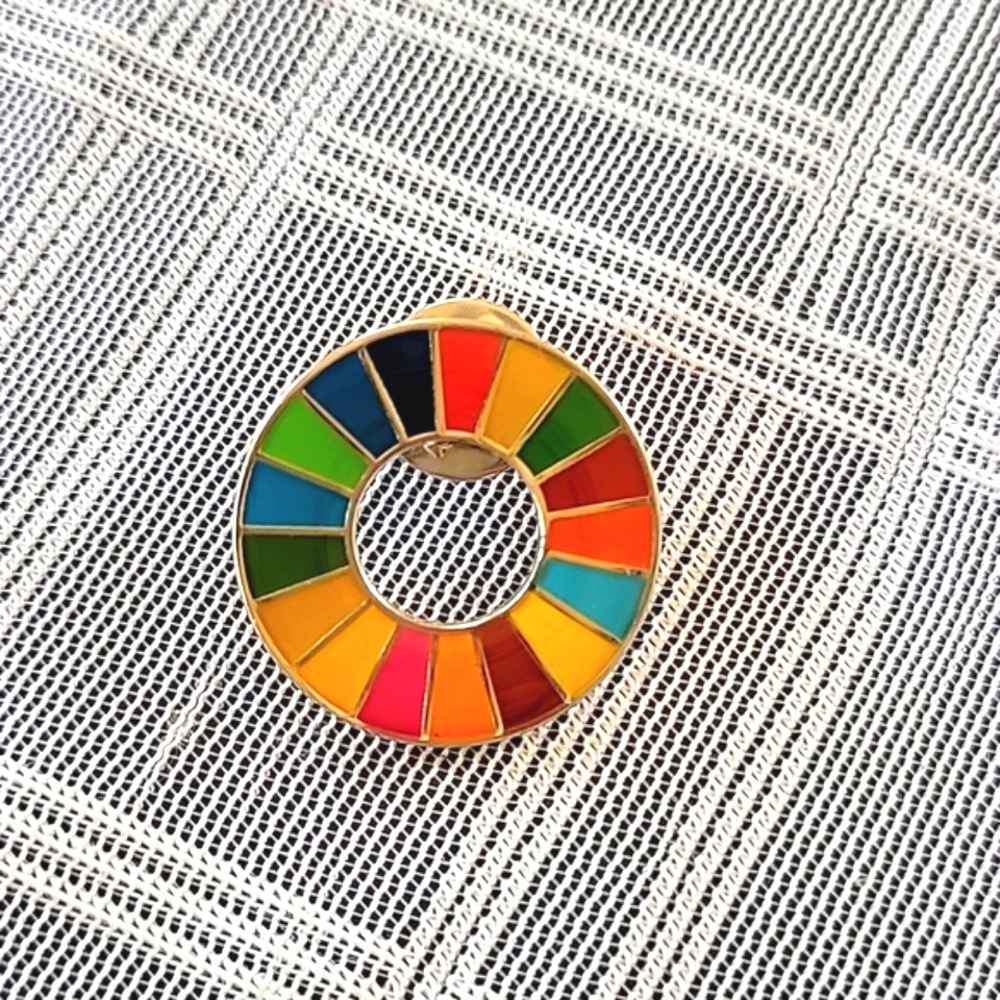 Recycled Materials Round Colorful Pin